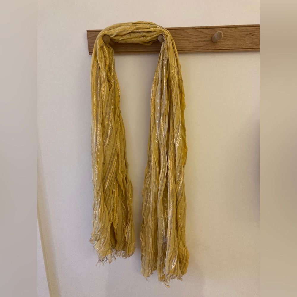Yellow Roots scarf with metallic detail